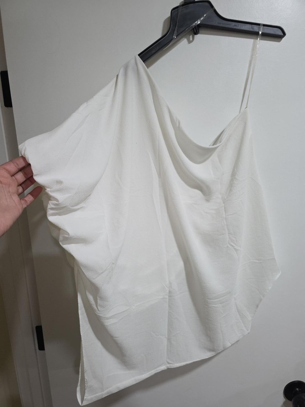 VICI White Asymmetrical One Shoulder Draped Blouse Top XL